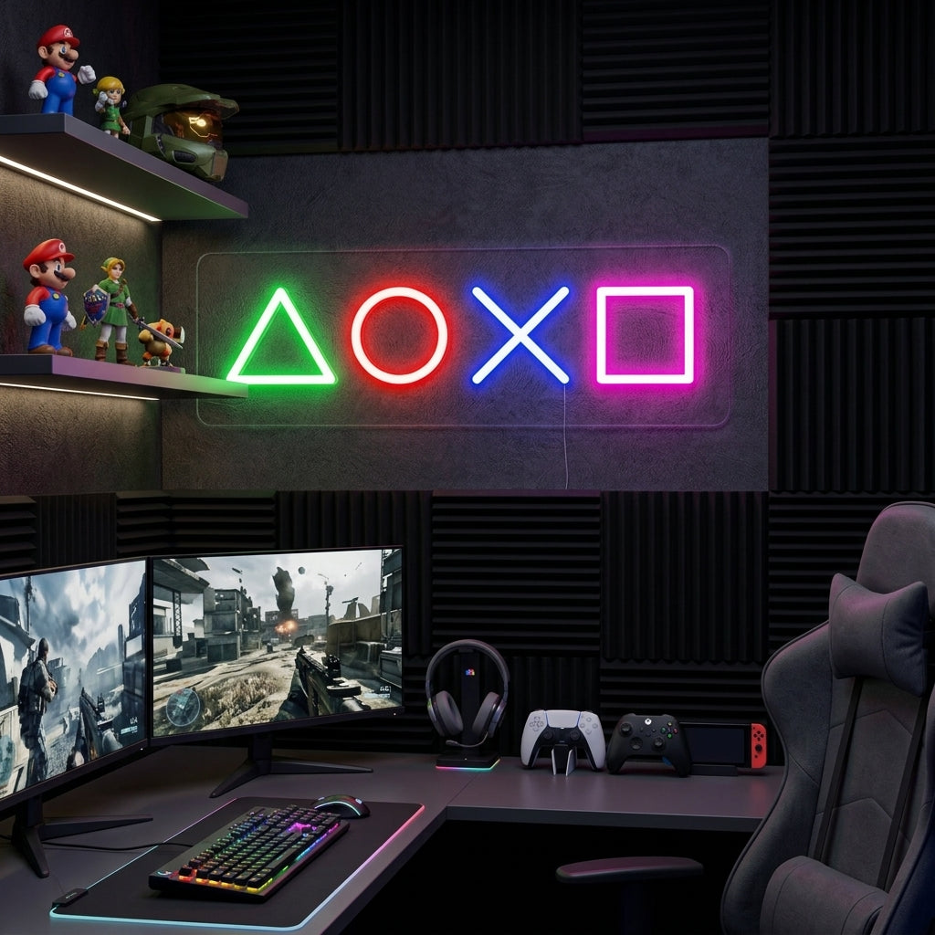 Gaming Geometrie Symbol Neonschild