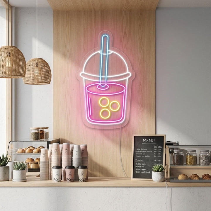 "Boba Tee Becher" Neonschrift