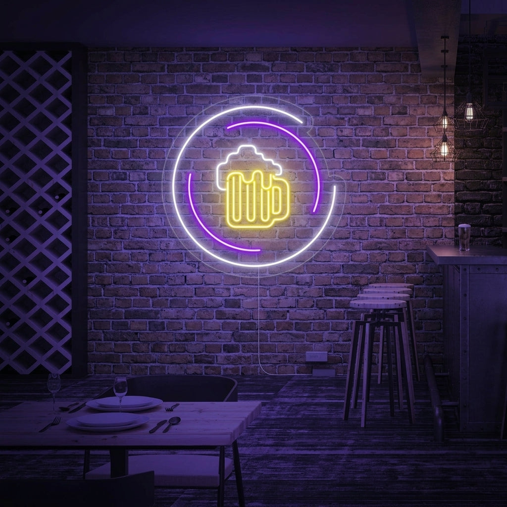 "Bierkrug, Bar" Neonschrift