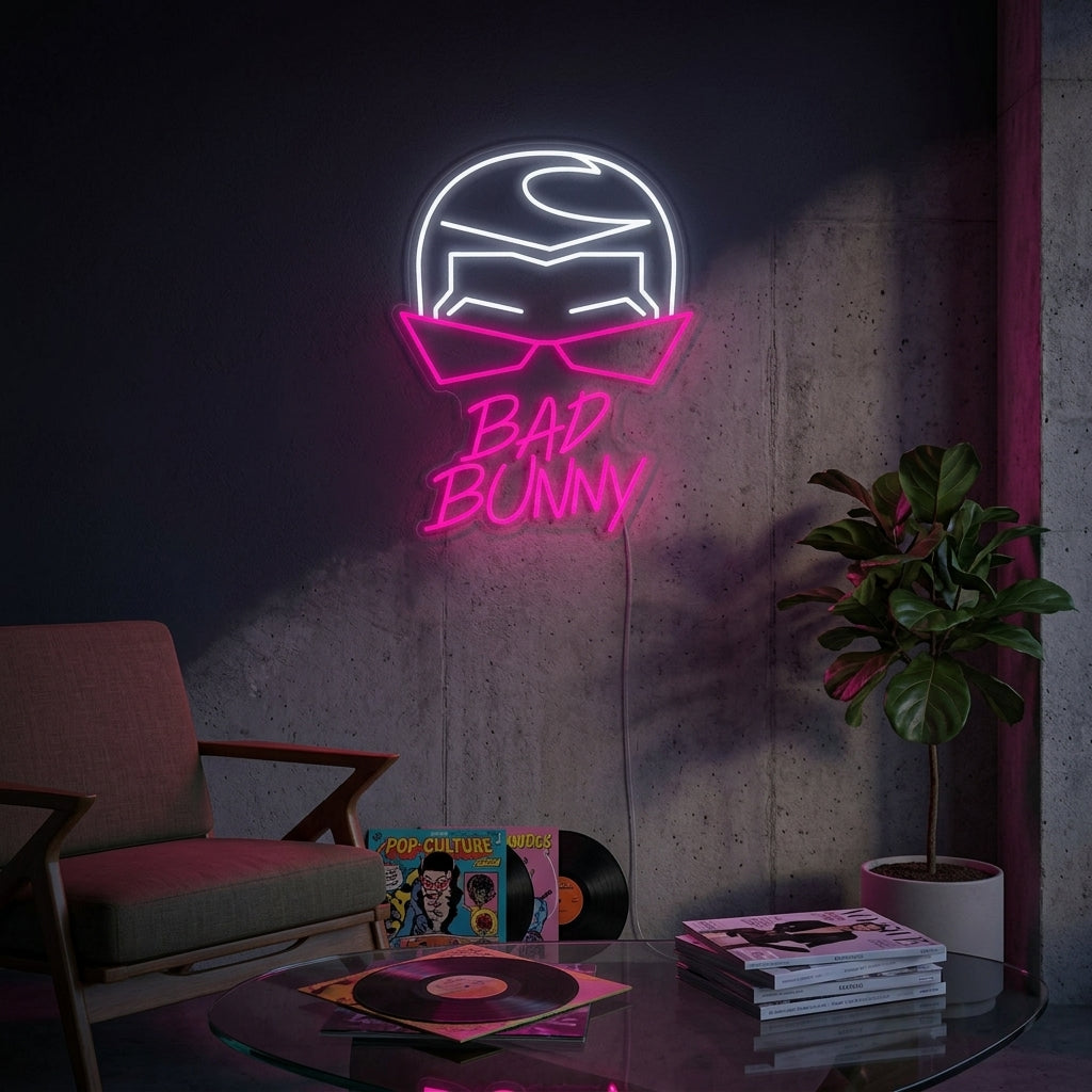 "Bad Bunny Sänger Und Rapper" Neonschrift