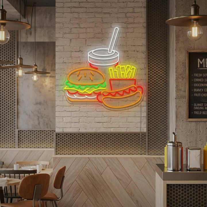 "Hotdog und Pommes frites" Neonschild