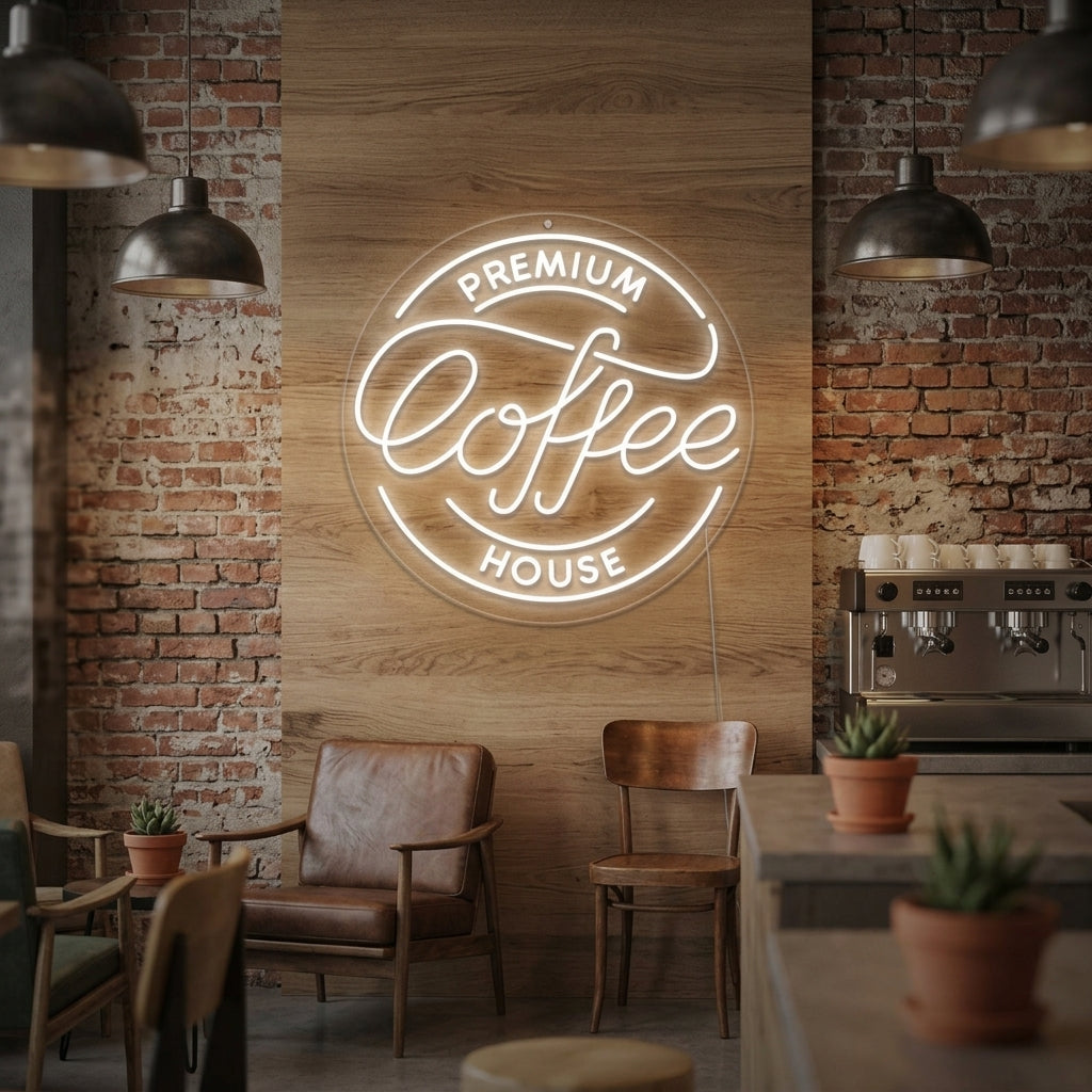 "Premium Coffee House" Neonschrift