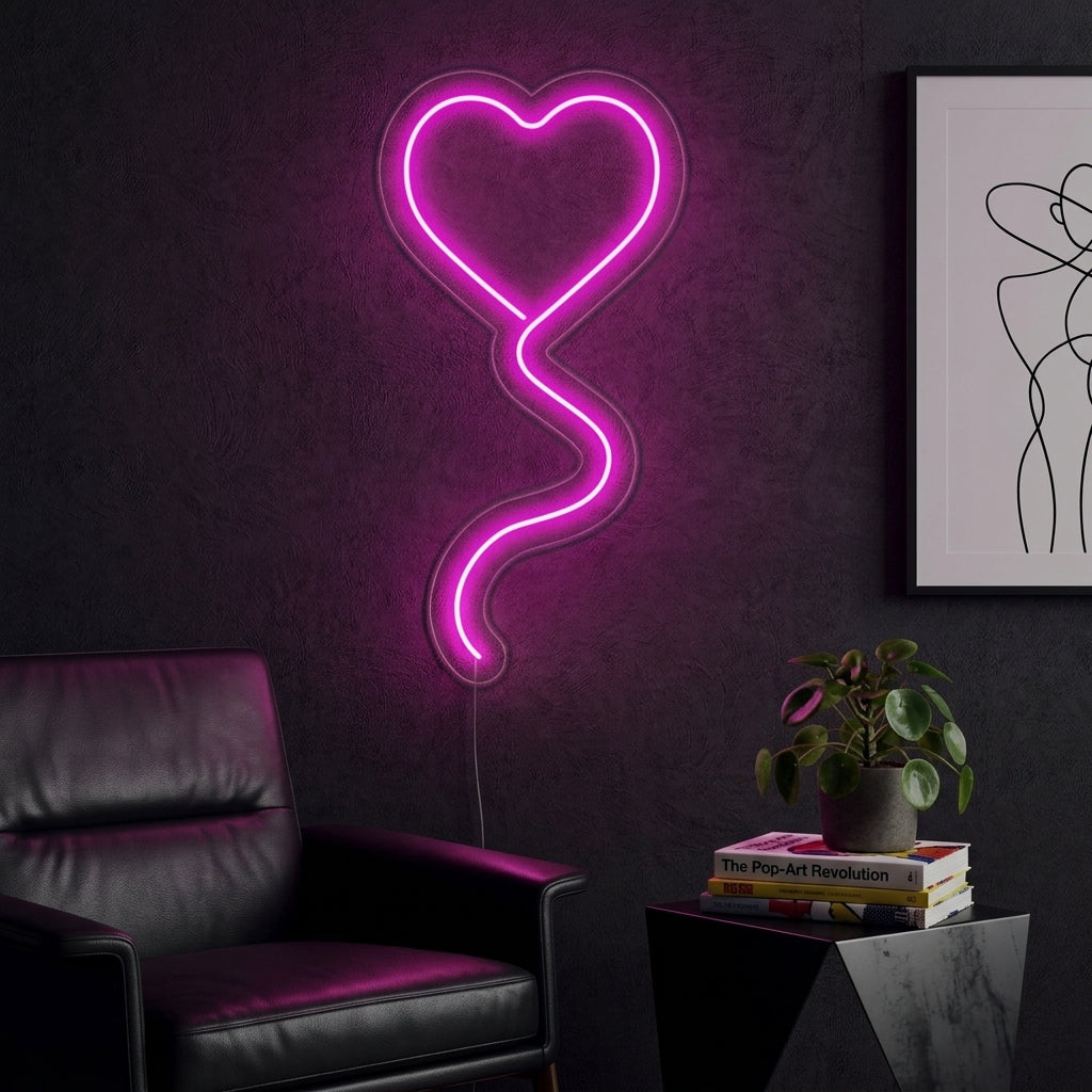 "Rosa Herz Luftballon" Neonschrift