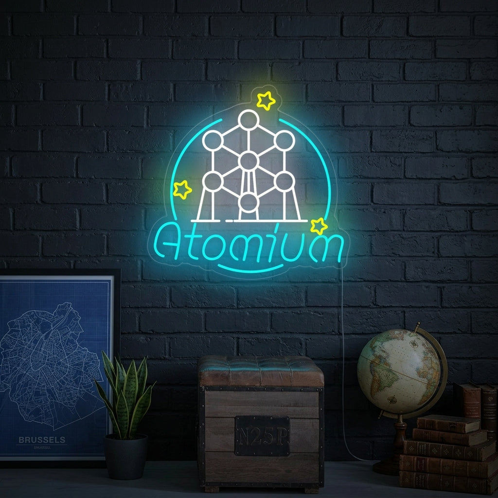 "Atomium In Brüssel, Belgien" Neonschrift