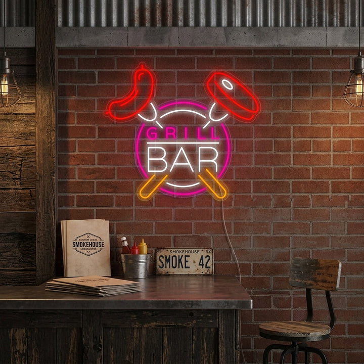 "Grill Bar" Neonschrift