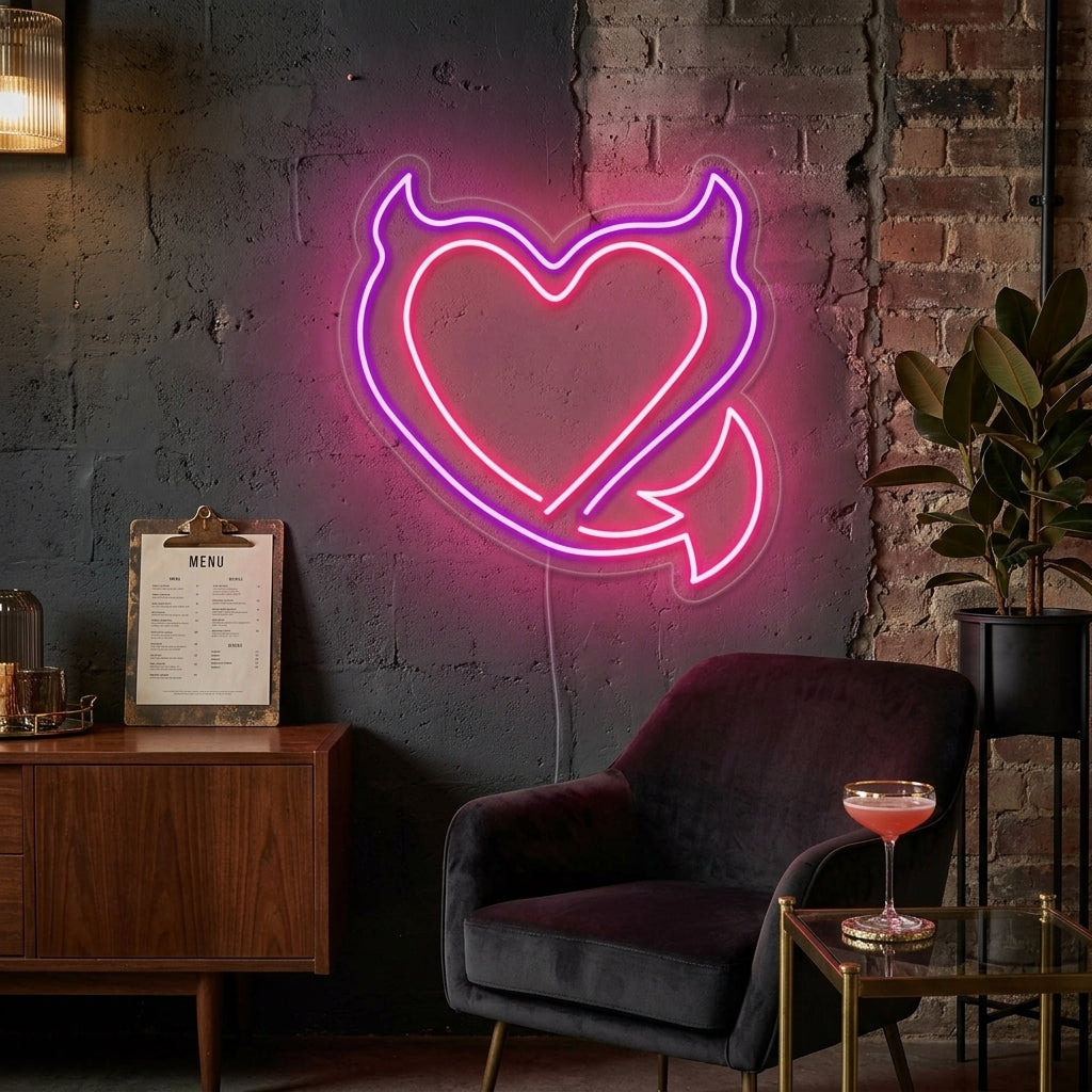 "Teufelsherz" Neonschrift