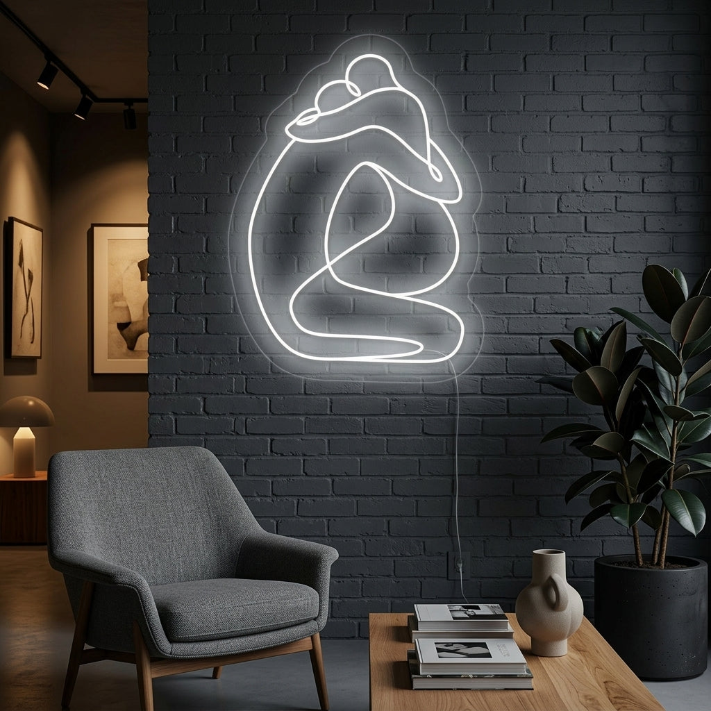 "Abstrakte Umarmung Von Liebenden" Neonschrift