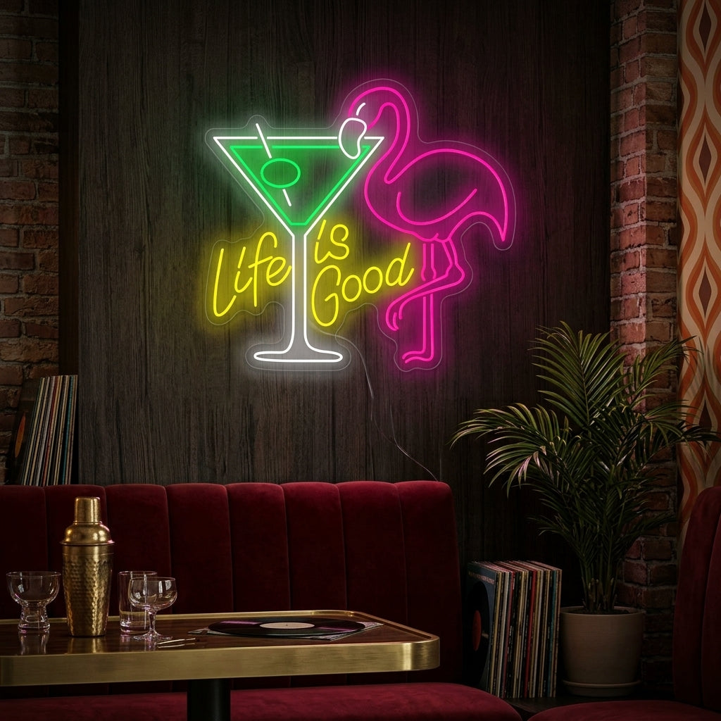 "Life Is Good" Neonschild, Cocktailschild, Cocktail Leuchtreklame