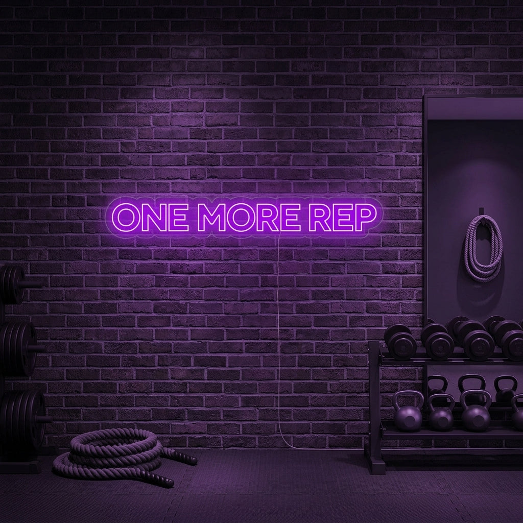 "One More Rep, Fitnessstudio Dekoration, Fitnessstudio Zitate, Fitness Zitate, Workout Zitate" Neonschrift