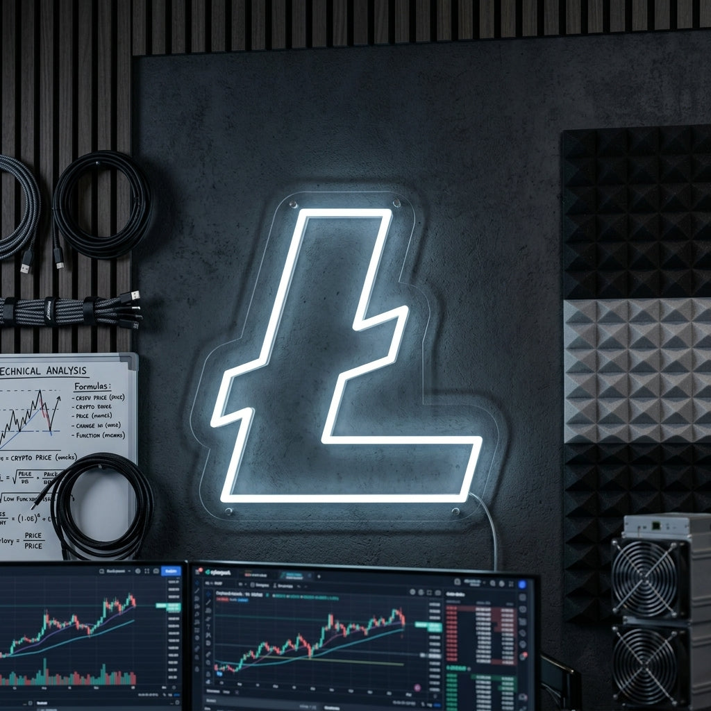 "Litecoin (LTC) Kryptowährung" Neonschrift