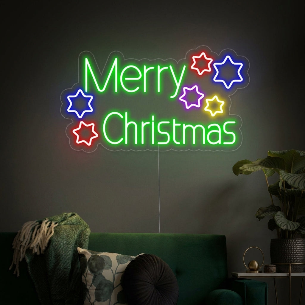 "Sterne, Merry Christmas" Neonschrift