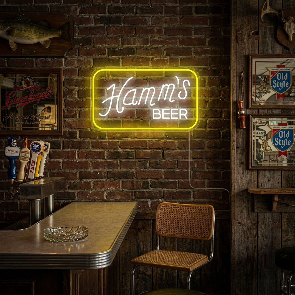 "Hamms Bierbar" Neonschrift
