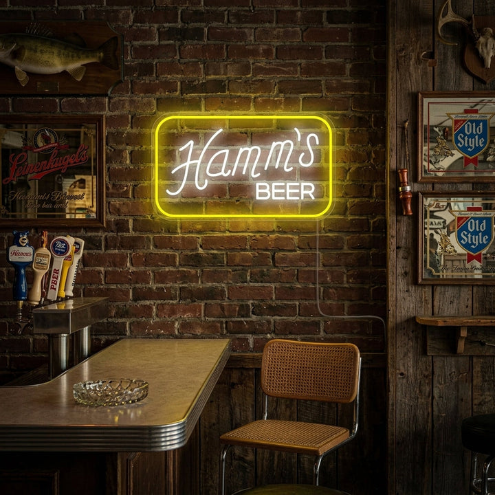 "Hamms Bierbar" Neonschrift