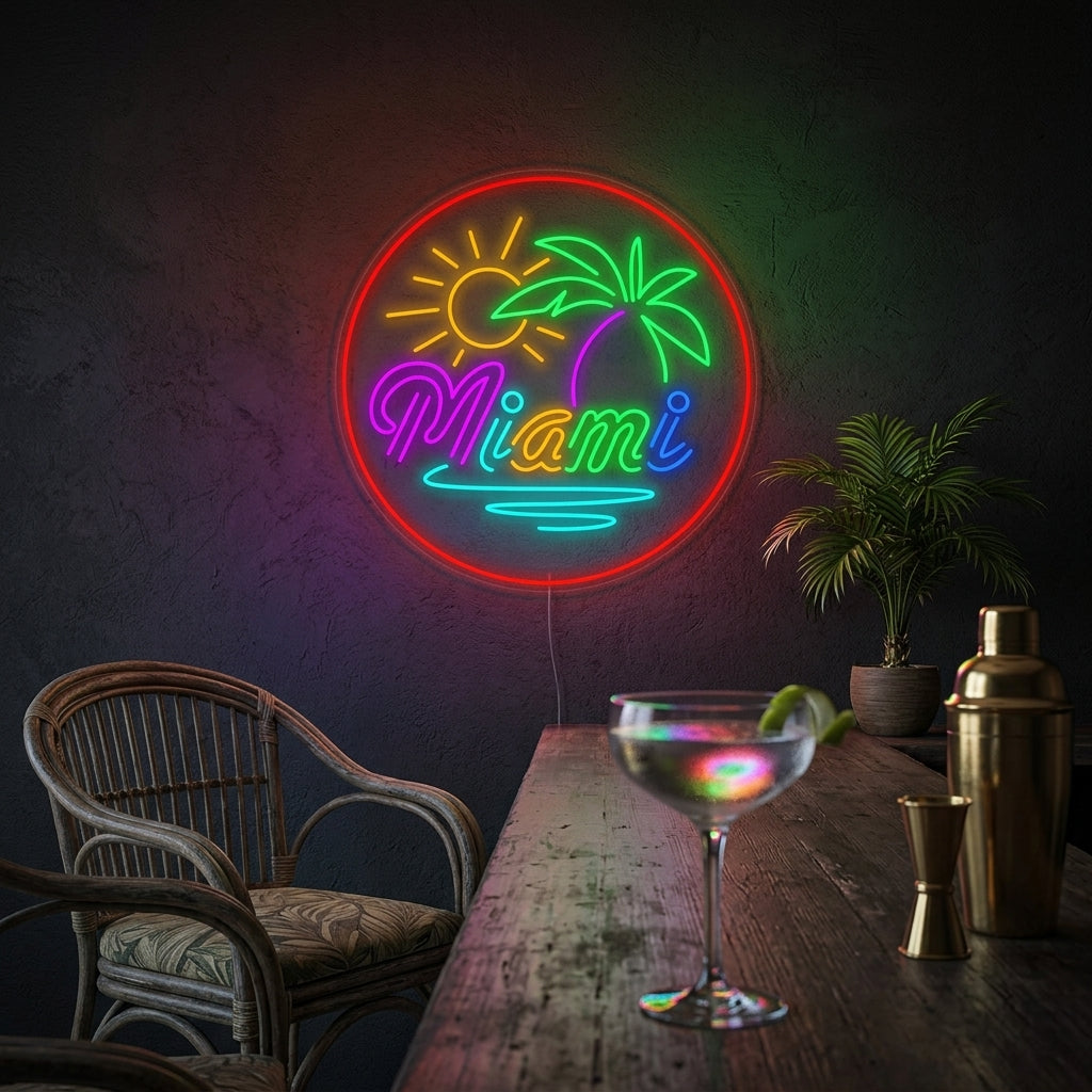 "Miami Florida Strandbar" Neonschrift