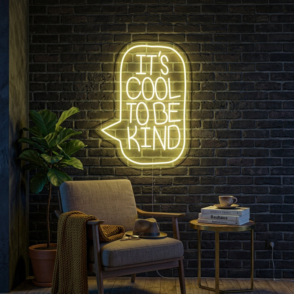 "It's Cool To Be Kind" Neonschrift