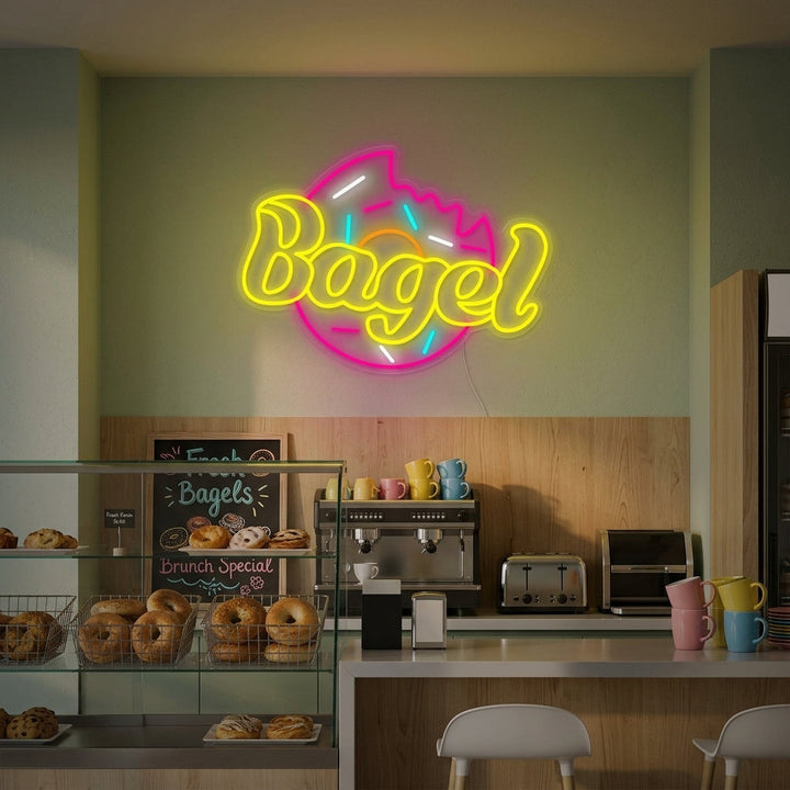"Bagel Für Bäckerei Und Konditorei" Neonschrift