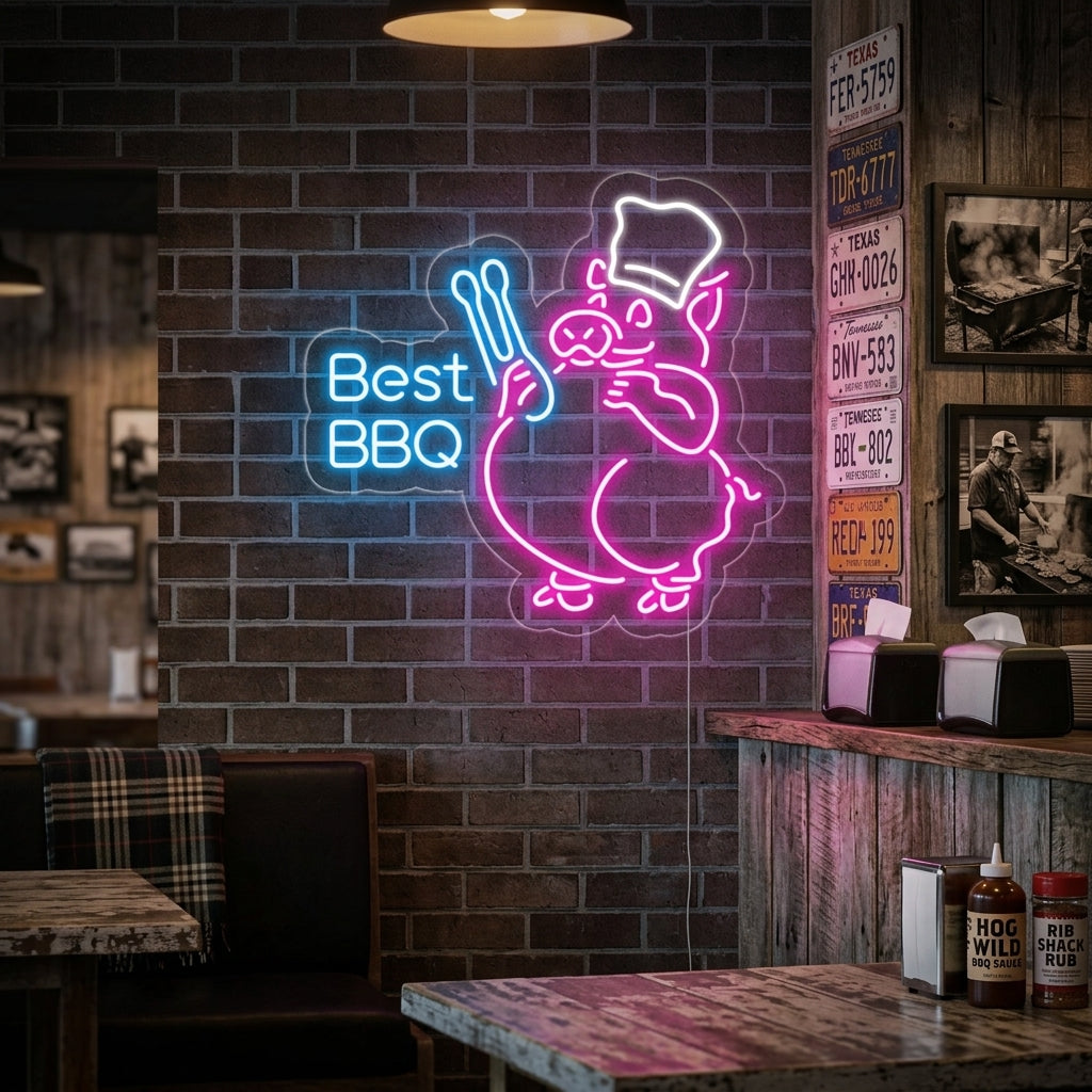 "Best BBQ" Neonschrift