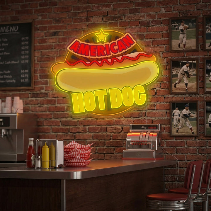 "American Hot Dog" Neonschild