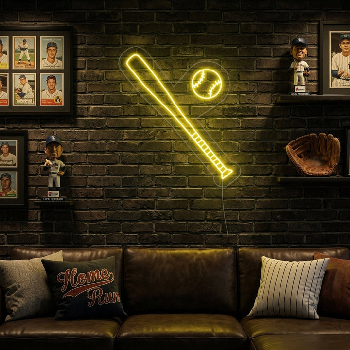 "Baseballschläger Ball" Neonschrift
