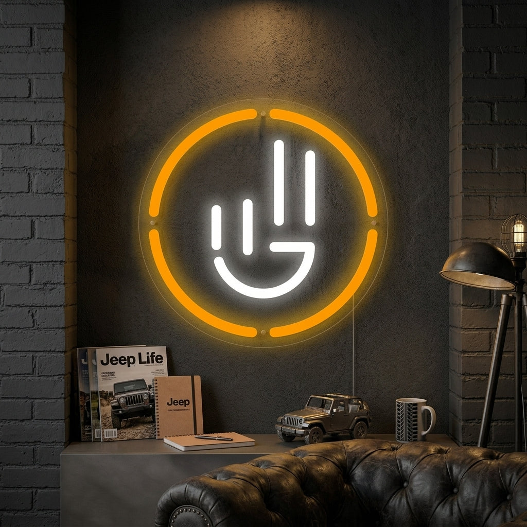 "Jeep Wave Kundenserviceprogramm" Neonschrift