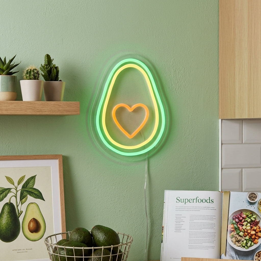 "Avocado-Herz" Neonschrift
