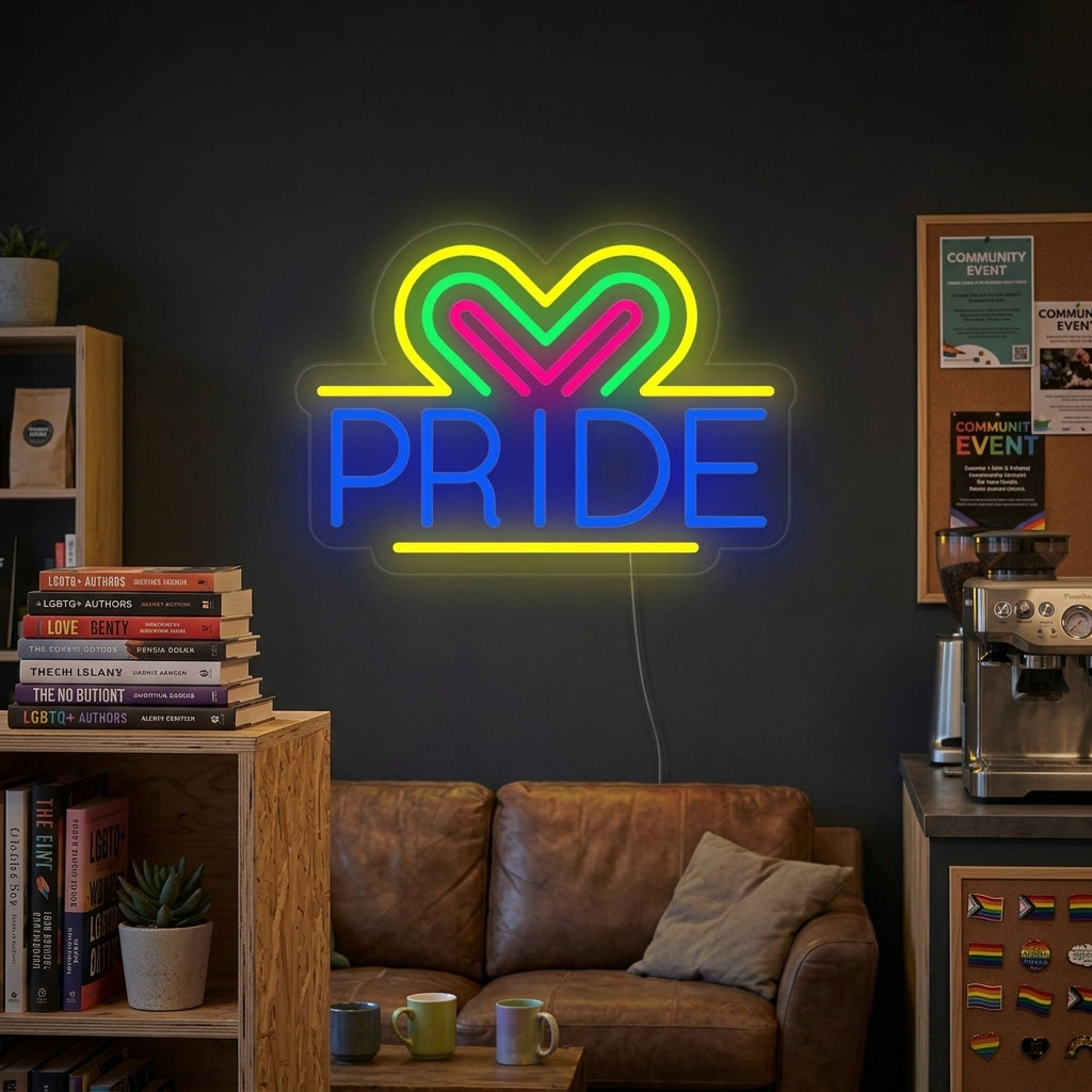 "LGBT, PRIDE, Herzen" Neonschrift