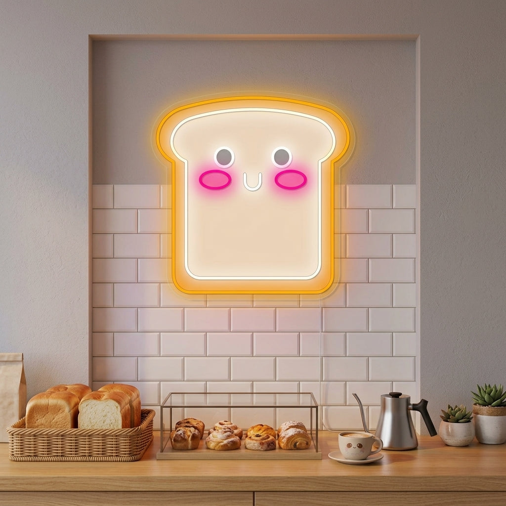 "Kawaii-Scheibenbrot" Neonschild