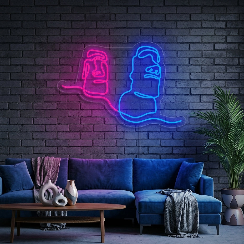 "Moai Osterinsel Riesenstatus Chile" Neonschrift