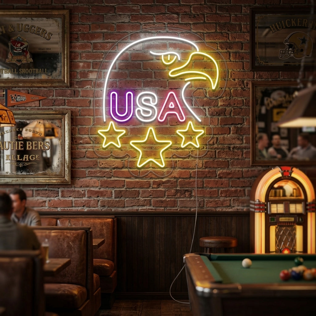 "Weißkopfseeadler, USA" Neonschrift