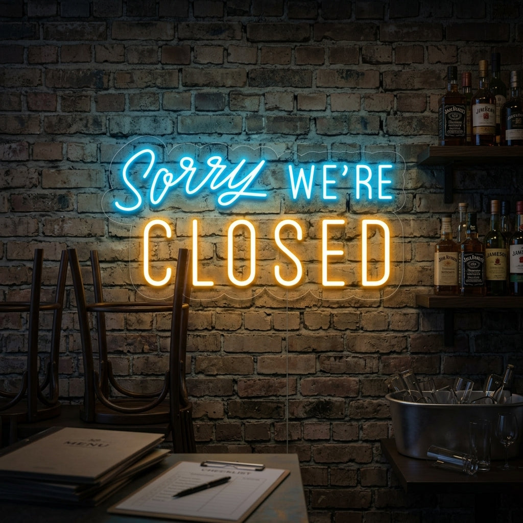 "Sorry We Are Closed" Neonschrift