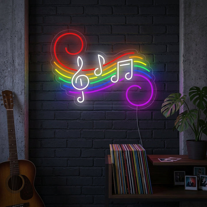 "Regenbogenflagge Lgbt-Stolz Einzigartig, Musiknoten" Neonschrift