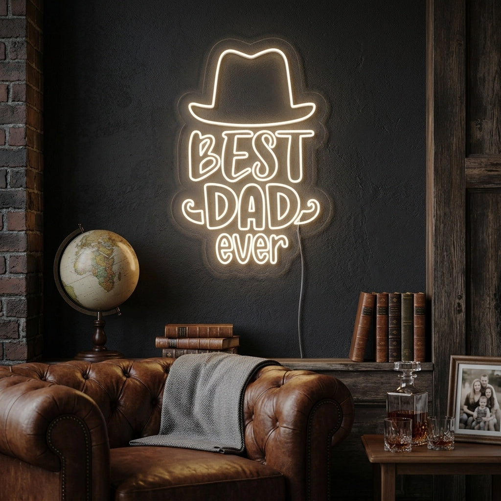 "Best Dad Ever" Neonschrift