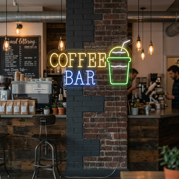 "Kaffeetasse, Coffee Bar" Neonschrift
