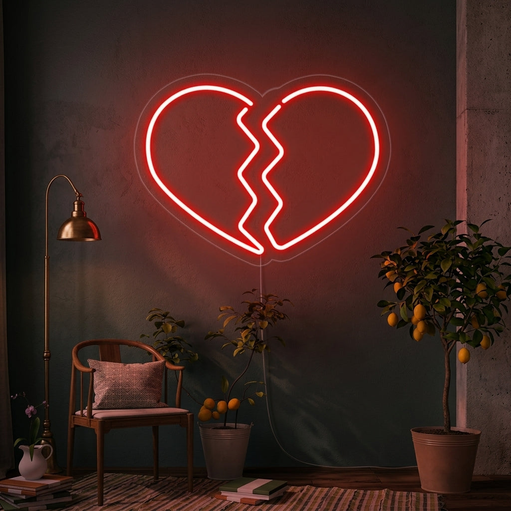 "Herz Gebrochen" Neonschrift
