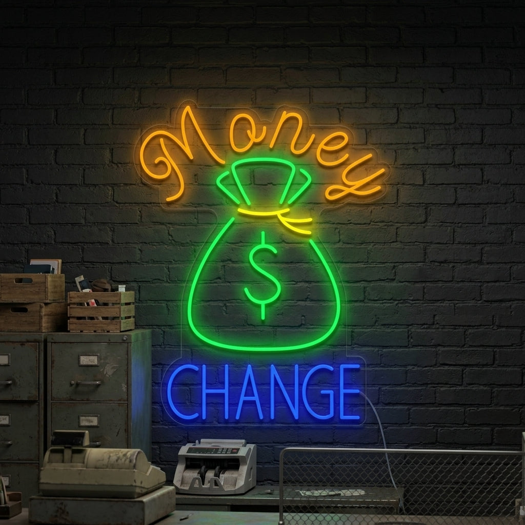 "Geldwechsel" Neonschrift