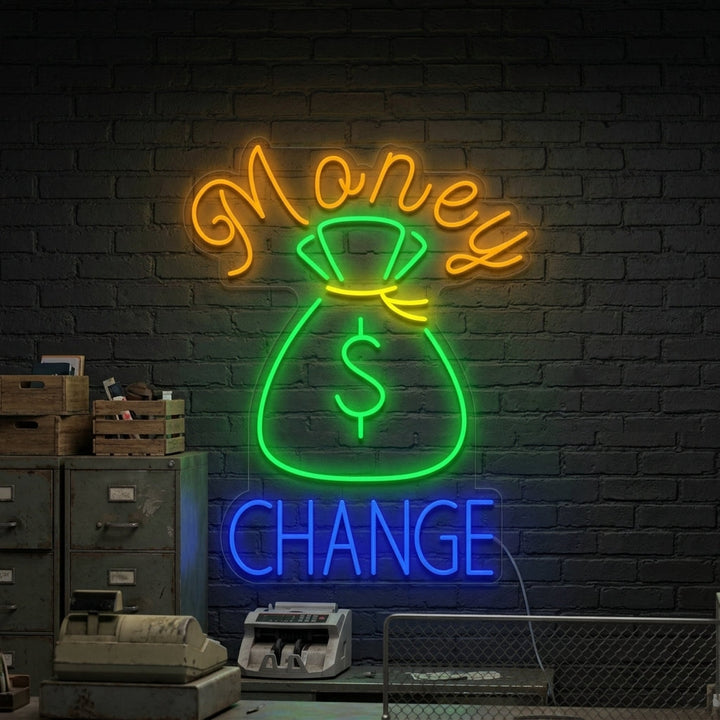 "Geldwechsel" Neonschrift