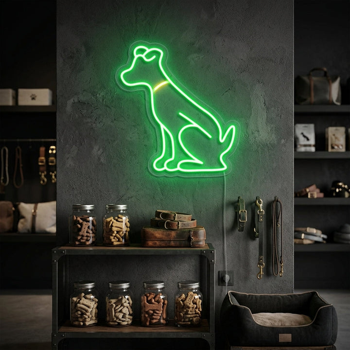 "Grüner Hund, Tier" Neonschrift