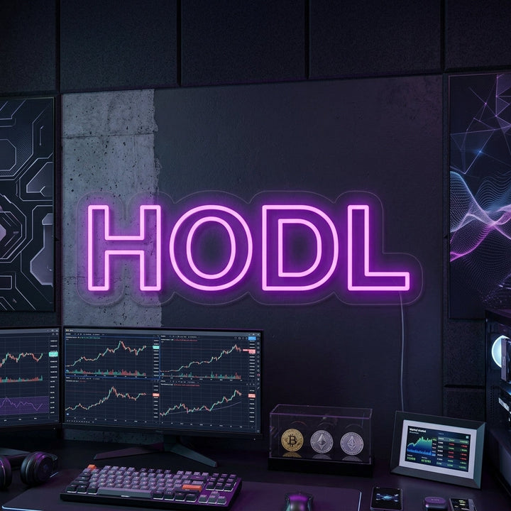 "Hodl Kryptowährung" Neonschrift