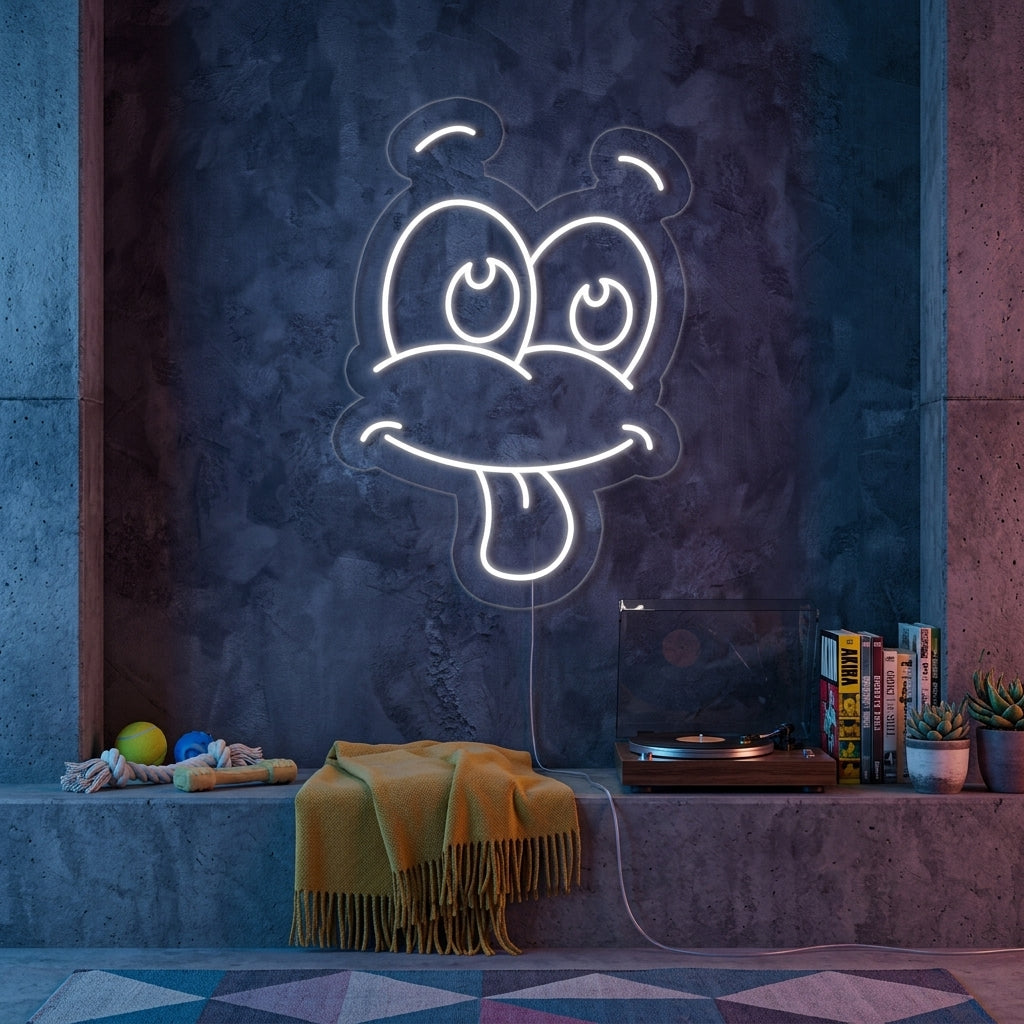 "Dumm, Hund" Neonschrift