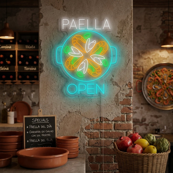 "Paella Open" Neonschild