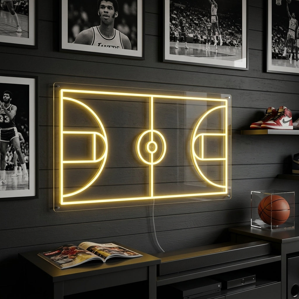 "Basketballplatz" Neonschrift