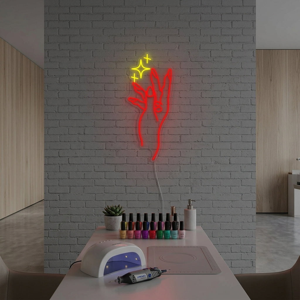 "Handnagelmaniküre Geschäft" Neonschrift