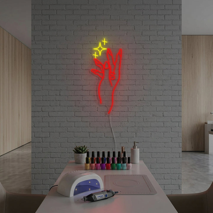 "Handnagelmaniküre Geschäft" Neonschrift