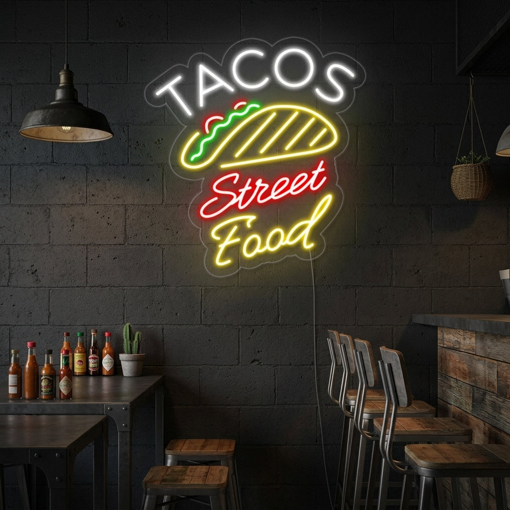 "Tacos Sweet Food" Neonschrift
