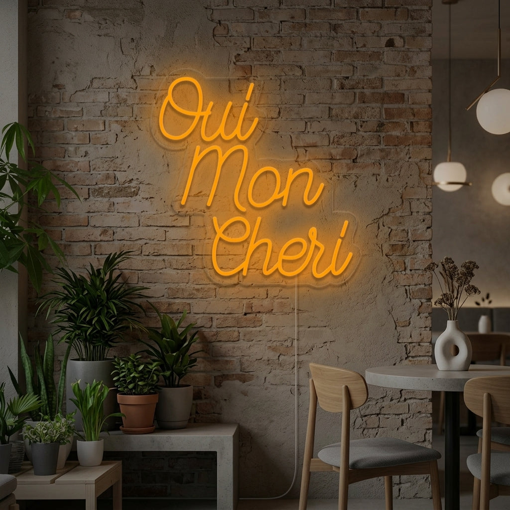 "Oui Mon Cheri, Französisch" Neonschrift