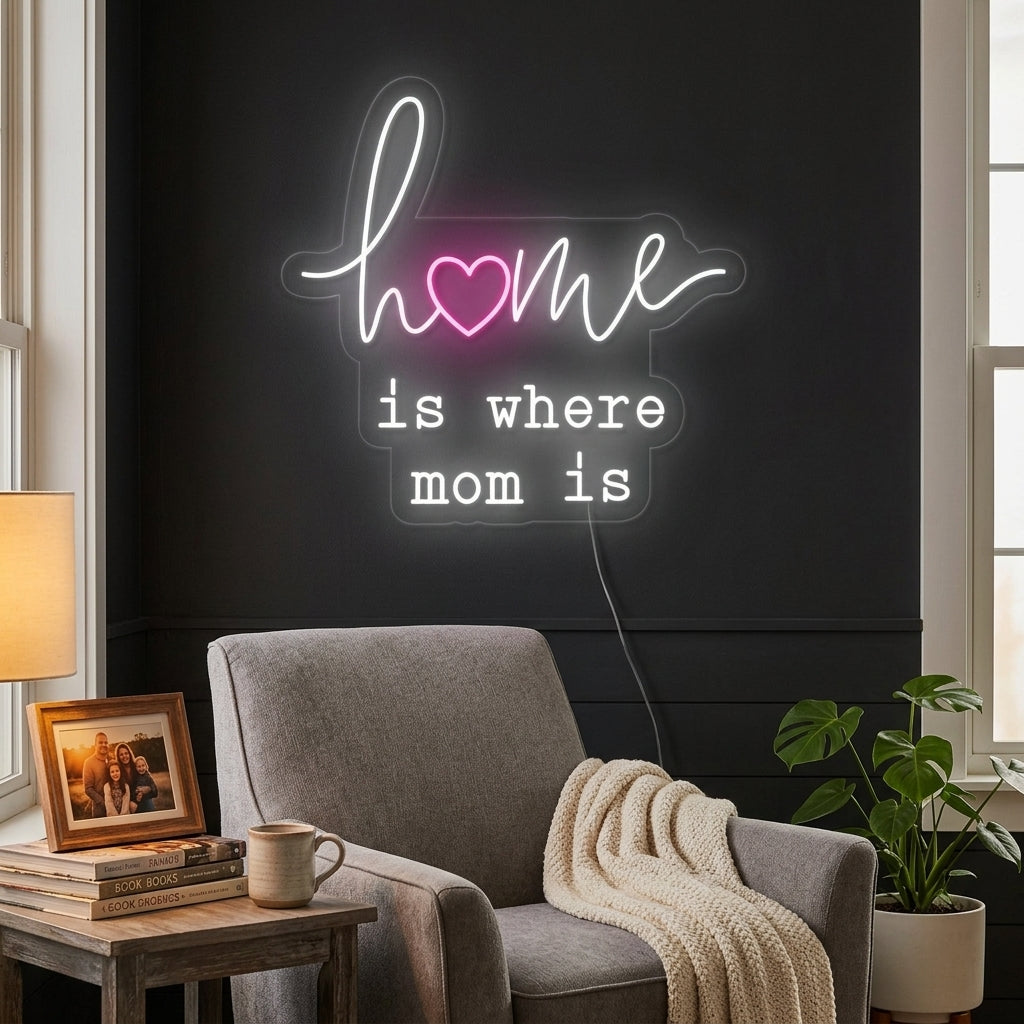 "Home Is Where Mom Is" Neonschrift