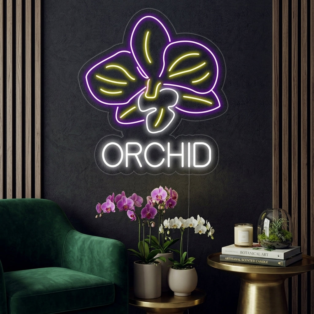 "Orchid, Orchideenblume" Neonschrift