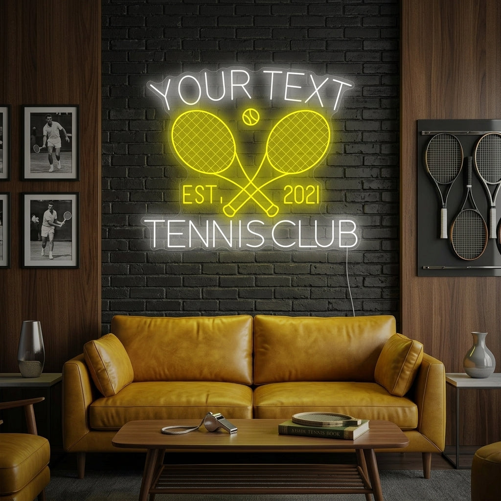 "Benutzerdefinierter Tennisschläger" Neonschild