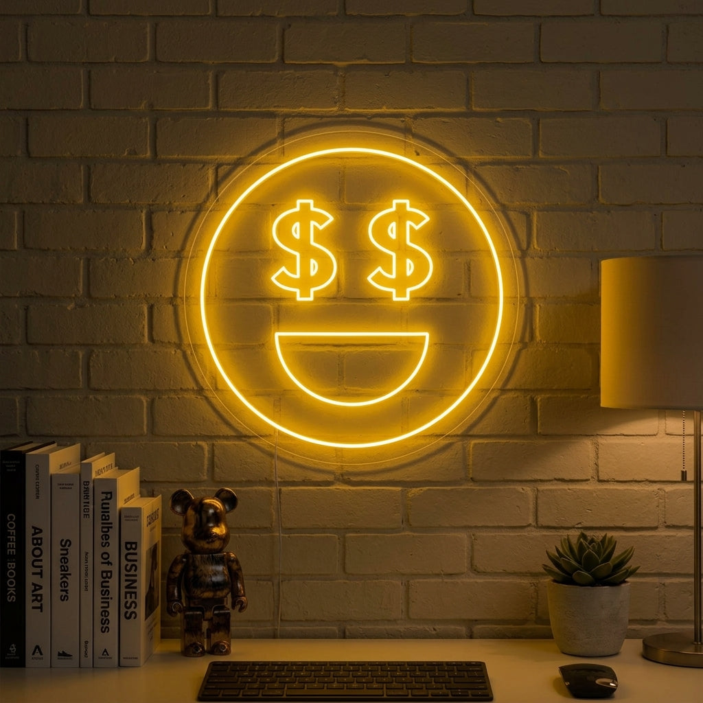 "Geld Augen" Neonschrift