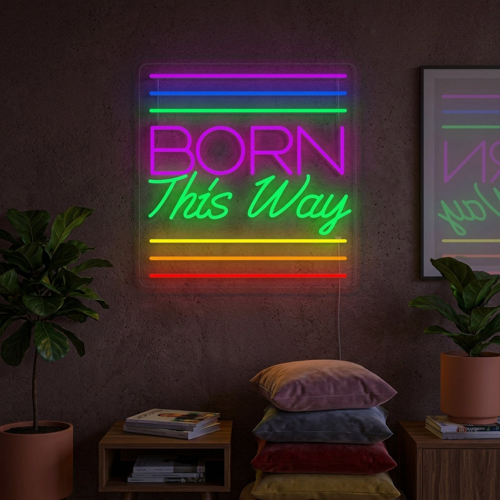 "Regenbogenflagge Lgbt-Stolz Einzigartig, Born This Way" Neonschrift